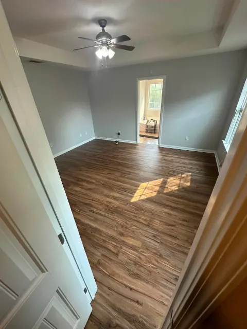 The same room with new flooring after the rebuild